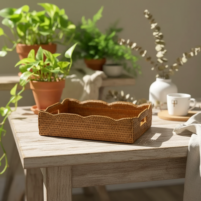 Bandeja em Rattan Bahali 30x20x9cm