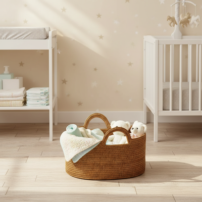 Cesta Oval em Rattan Bahali 50x36x21,5/24/31cm