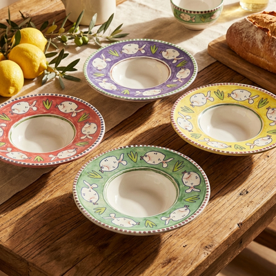 Jogo 4 Pratos para Risoto Cerâmica Pescare 27cm Scalla