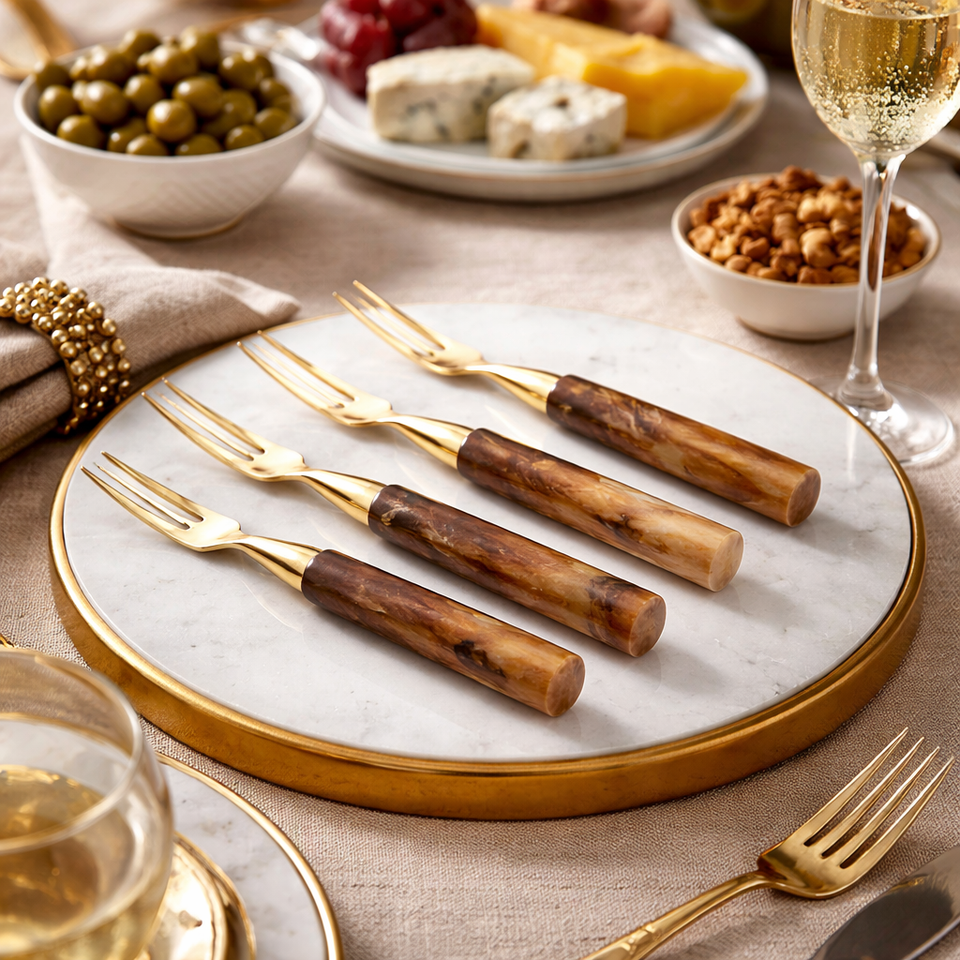 Conjunto 4 Garfos para Aperitivo Garbo Calacatta Gold