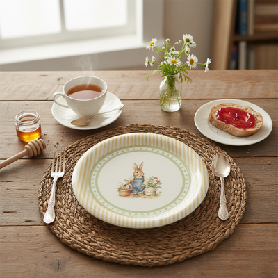 Jogo 6 Pratos Raso Cerâmica Campo de Páscoa 28cm Scalla
