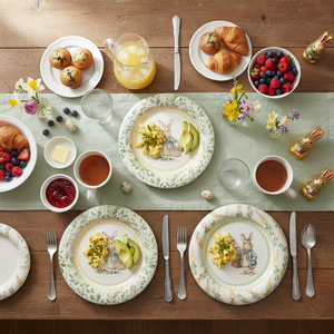 Jogo 6 Pratos Sobremesa Cerâmica Campo de Páscoa 21cm Scalla