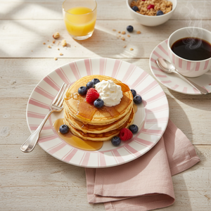 Jogo 6 Pratos Raso Listrado Cerâmica Encanto de Orelhas 28cm Scalla