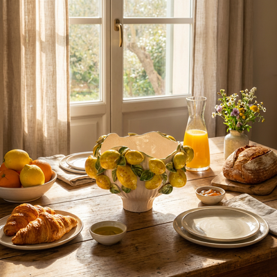 Vaso Cachepot Cerâmica Baixo Limão Amalfi