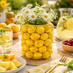Vaso Cachepot Cerâmica Limão Amarelo Alto Amalfi