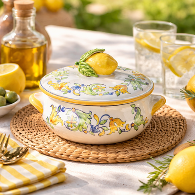 Porta Condimentos com Tampa Cerâmica Napoli