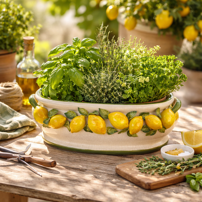 Vaso Floreira Gigante Cerâmica Limão Amalfi