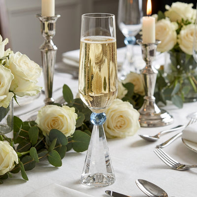 Taça para Champanhe Vidro Transparente / Azul Linha Sintonia 300ml