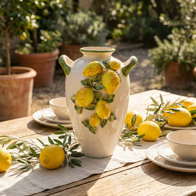 Vaso Ânfora Grande Cerâmica Limão Amalfi