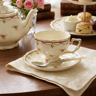 Xícara Chá Europa Vintage Cerâmica 230ml Lilian Design