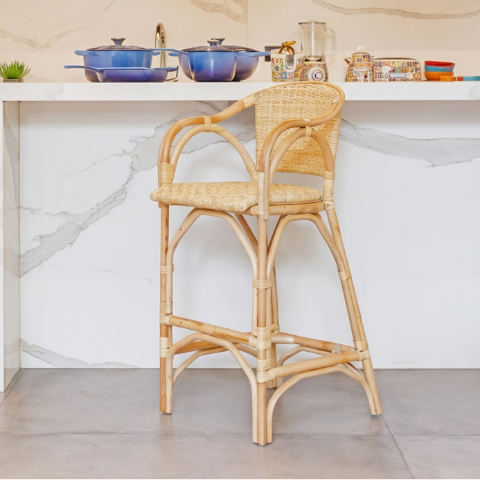 Banqueta Alta Anyam Rattan Bahali 42x44x105cm