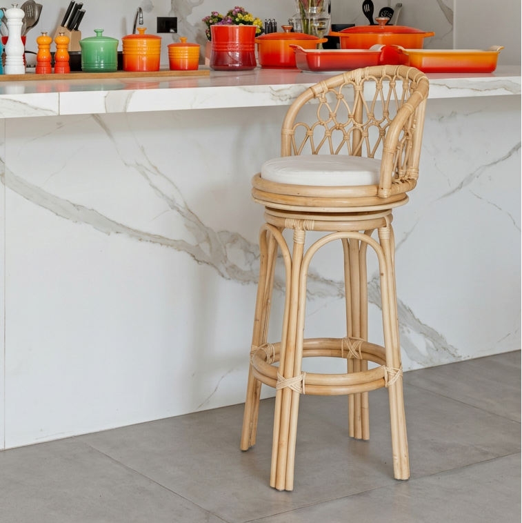 Banqueta Alta Mandola Rattan Bahali 42x44x105cm