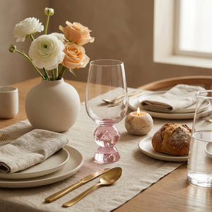 PRÉ-VENDA: Conjunto 6 Taças Vidro Base Esfera Luna Grande Rosa Linha Sintonia 500ml