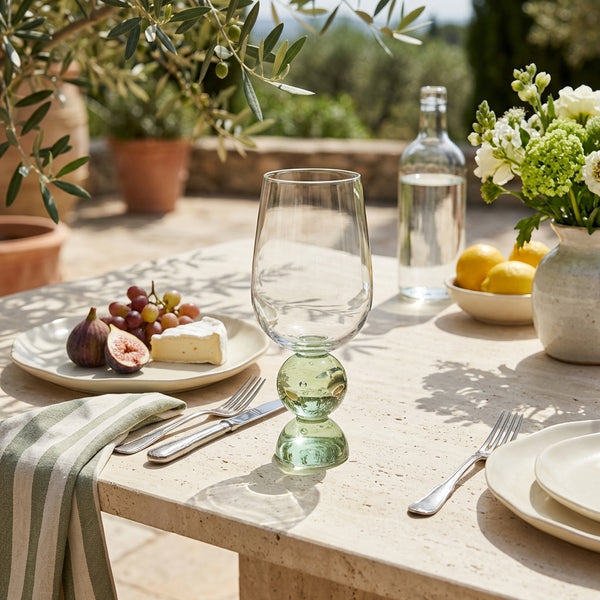 PRÉ-VENDA: Conjunto 6 Taças Vidro Base Esfera Luna Grande Verde Linha Sintonia 500ml