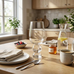 PRÉ-VENDA: Conjunto 6 Taças Vidro Base Esfera Luna Grande Transparente Linha Sintonia 500ml