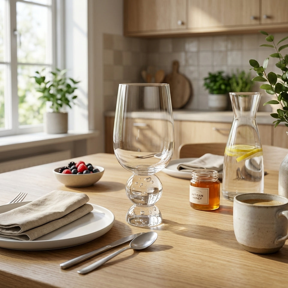 PRÉ-VENDA: Conjunto 6 Taças Vidro Base Esfera Luna Grande Transparente Linha Sintonia 500ml