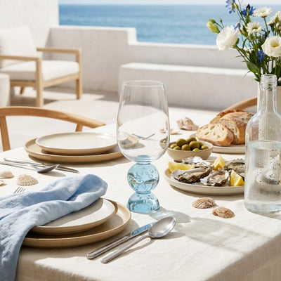 PRÉ-VENDA: Conjunto 6 Taças Vidro Base Esfera Luna Grande Azul Linha Sintonia 500ml