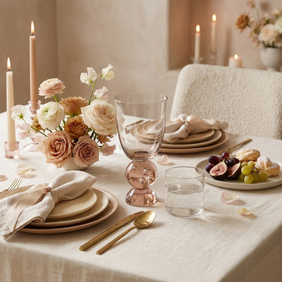 PRÉ-VENDA: Conjunto 6 Taças Vidro Base Esfera Luna Média Rosa Linha Sintonia 370ml