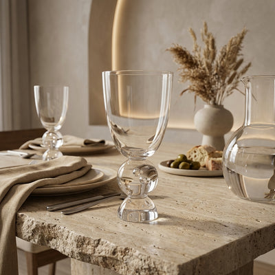 PRÉ-VENDA: Conjunto 6 Taças Vidro Base Esfera Luna Média Transparente Linha Sintonia 370ml