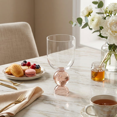 PRÉ-VENDA: Conjunto 6 Taças Vidro Base Esfera Luna Média Ambar Linha Sintonia 370ml