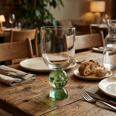 PRÉ-VENDA: Conjunto 6 Taças Vidro Base Esfera Luna Pequena Verde Linha Sintonia 400ml