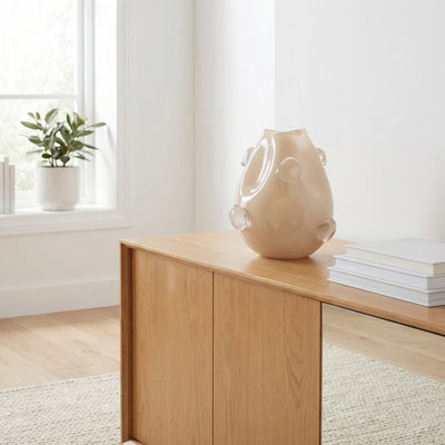 Vaso Vidro Bege 25,5x21,5x22cm Mart