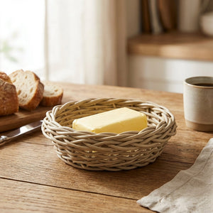 Porta Manteiga Cesta Redonda Vime Trançado Oliva