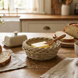Porta Manteiga Cesta Redonda Vime Trançado Oliva