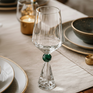 Jogo 6 Taças de Vinho em Vidro com Esfera Verde Pure Linha Sintonia 595ml