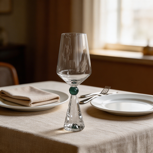 Jogo 6 Taças de Vinho em Vidro com Esfera Verde Pure Linha Sintonia 595ml