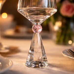 Jogo 6 Taças de Vinho em Vidro com Esfera Rosa Pure Linha Sintonia 595ml
