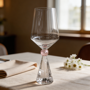 Jogo 6 Taças de Vinho em Vidro com Esfera Rosa Pure Linha Sintonia 595ml