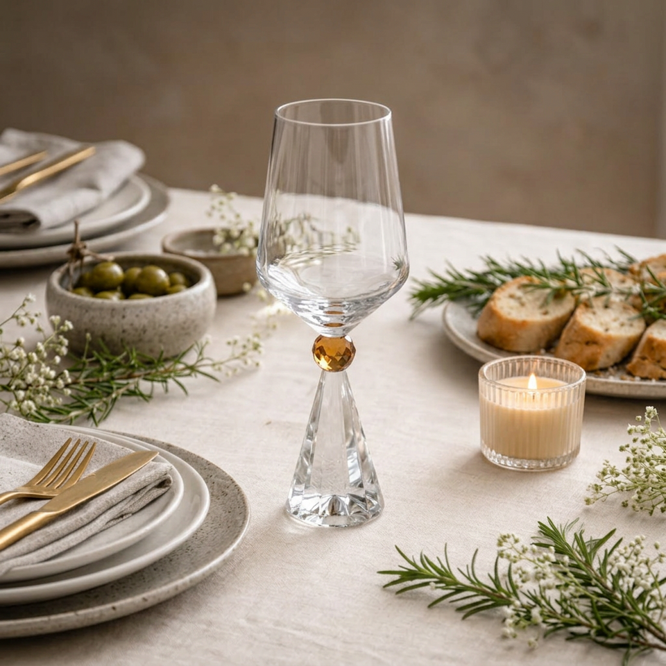 PRÉ-VENDA: Jogo 6 Taças de Vinho em Vidro com Esfera Âmbar Pure Linha Sintonia 595ml