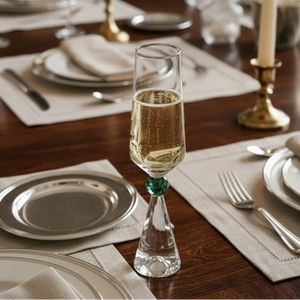 Jogo 6 Taças de Champanhe em Vidro com Esfera Verde Pure Linha Sintonia 305ml
