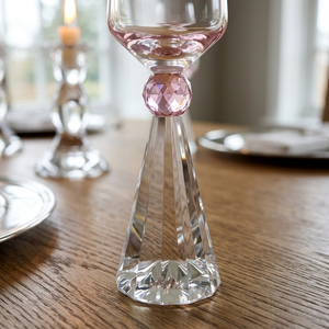 Jogo 6 Taças de Champanhe em Vidro com Esfera Rosa Pure Linha Sintonia 305ml