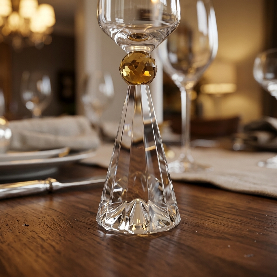 PRÉ-VENDA: Jogo 6 Taças de Champanhe em Vidro com Esfera Âmbar Pure Linha Sintonia 305ml