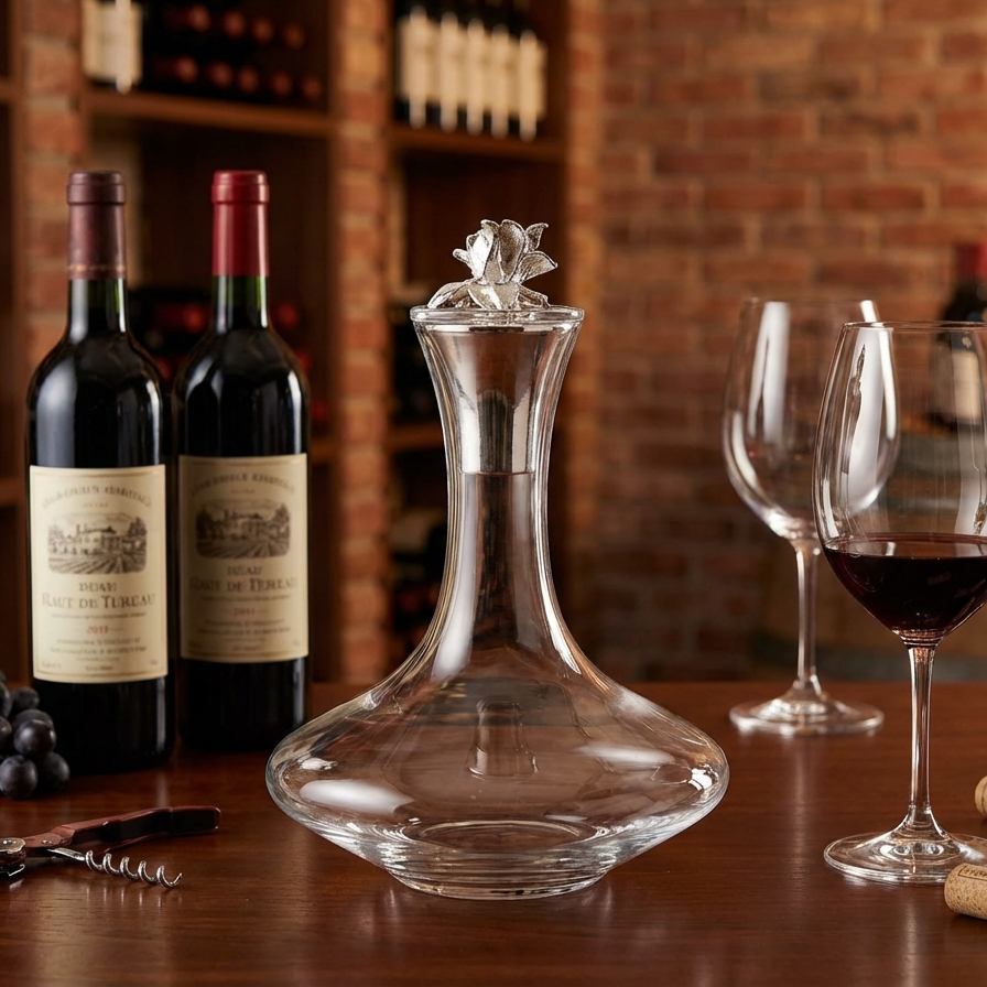 Decanter em Vidro Duas Orquídeas Shefield Plate 750ml