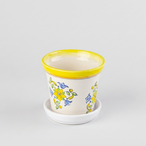 Vaso Pequeno com Prato Cerâmica Napoli