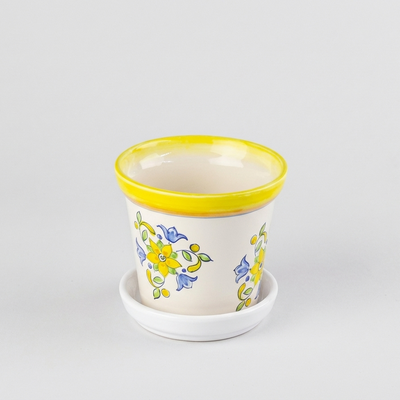 Vaso Pequeno com Prato Cerâmica Napoli