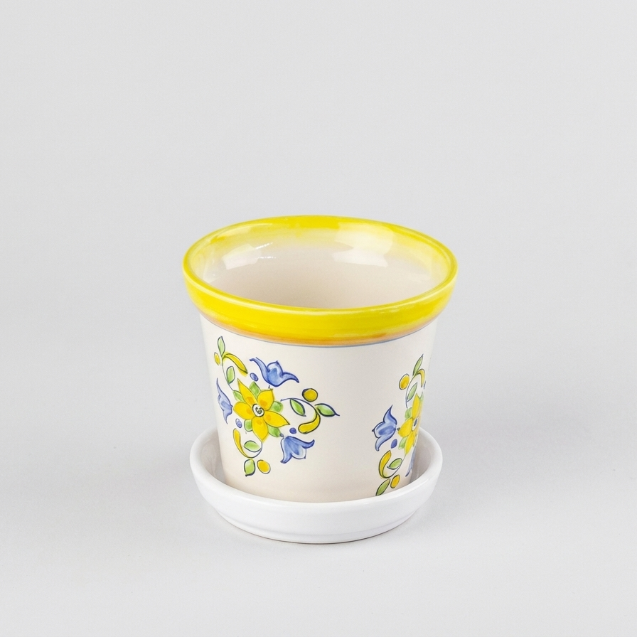 Vaso Pequeno com Prato Cerâmica Napoli