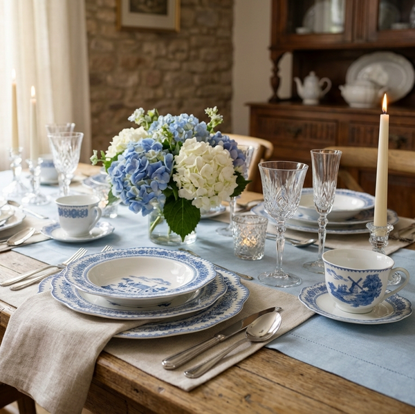 Aparelho de Jantar Delfit 42 Pçs Porcelana Azul  L'Hermitage