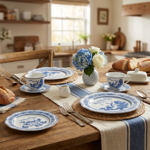 PRÉ-VENDA: Aparelho de Jantar Delfit 42 Pçs Porcelana Azul  L'Hermitage