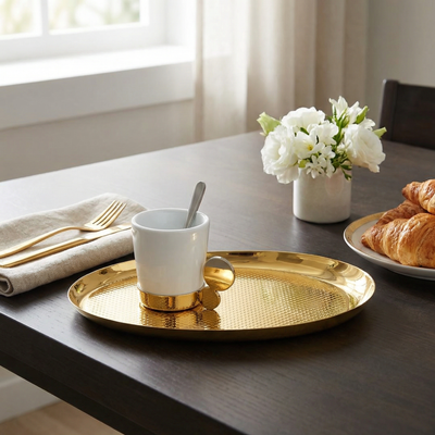 Salvinha Oval Sarezzo Inox com Revestimento em Ouro 24k Riva