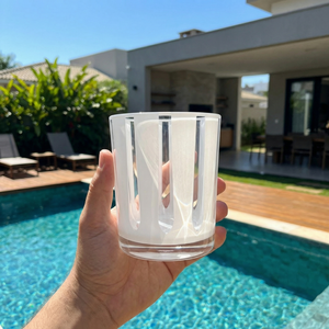 Conjunto 6 Copos Baixos Acrílico Branco Linha Náutica 300ml