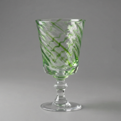 Taça Mozart em Puro Cristal para Água / Vinho Murano Colors Torcido Verde Clara 450ml