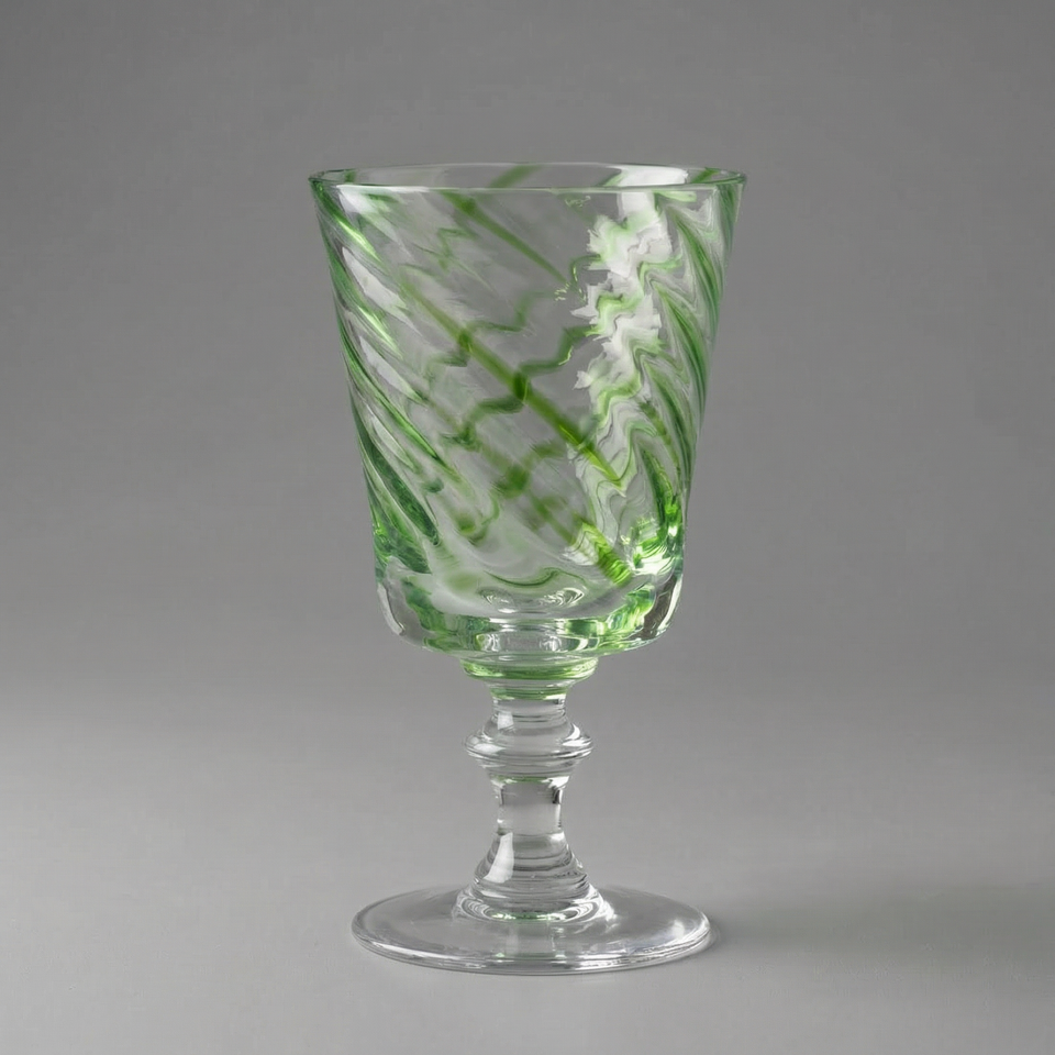 Taça Mozart em Puro Cristal para Água / Vinho Murano Colors Torcido Verde Clara 450ml