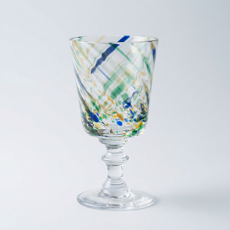 Taça Mozart em Puro Cristal para Água / Vinho Murano Colors Torcido Colorida 450ml
