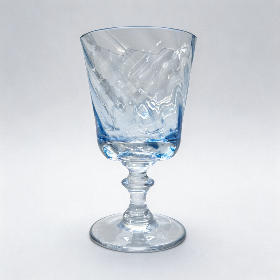 Taça Mozart em Puro Cristal para Água / Vinho Murano Colors Torcido Azul Clara 450ml
