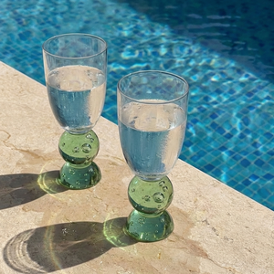 Conjunto 6 Taças Vidro Base Esfera Luna Média Verde Linha Sintonia 370ml