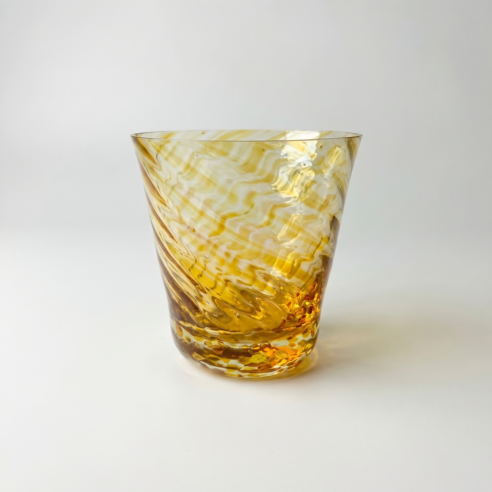 Copo Mozart em Puro Cristal para Whisky / Coquetel Murano Colors Torcido Âmbar 450ml